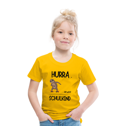 Kinder T-Shirt zur Einschulung mit Faultier- personalisierbar - Sonnengelb