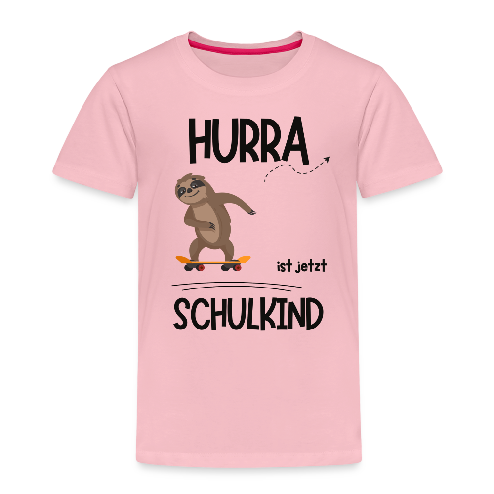 Kinder T-Shirt zur Einschulung mit Faultier- personalisierbar - Hellrosa