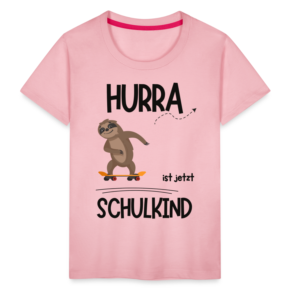 Kinder T-Shirt zur Einschulung mit Faultier- personalisierbar - Hellrosa