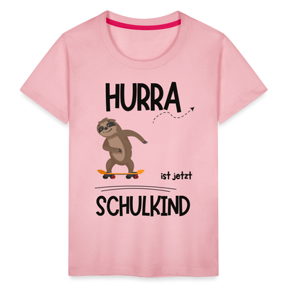 Kinder T-Shirt zur Einschulung mit Faultier- personalisierbar - Hellrosa