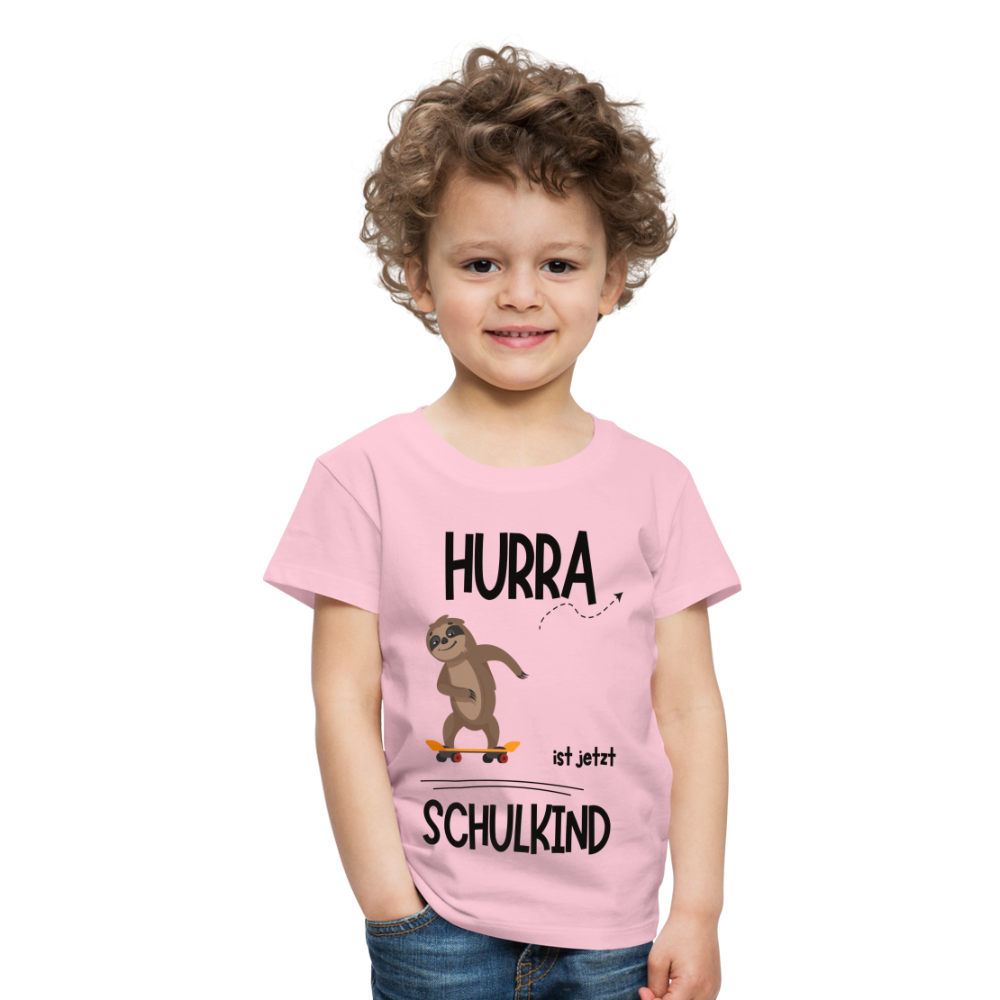 Kinder T-Shirt zur Einschulung mit Faultier- personalisierbar - Hellrosa