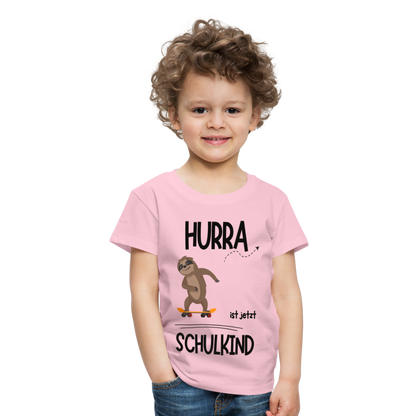 Kinder T-Shirt zur Einschulung mit Faultier- personalisierbar - Hellrosa