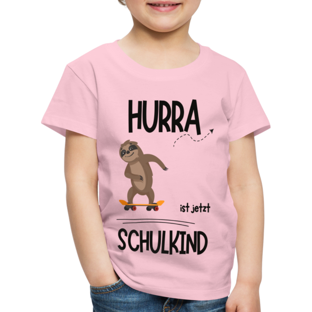 Kinder T-Shirt zur Einschulung mit Faultier- personalisierbar - Hellrosa