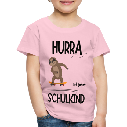 Kinder T-Shirt zur Einschulung mit Faultier- personalisierbar - Hellrosa