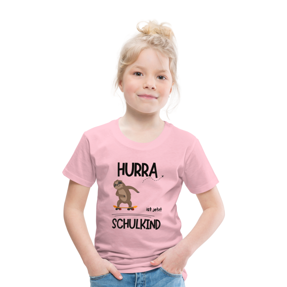 Kinder T-Shirt zur Einschulung mit Faultier- personalisierbar - Hellrosa