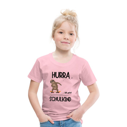 Kinder T-Shirt zur Einschulung mit Faultier- personalisierbar - Hellrosa