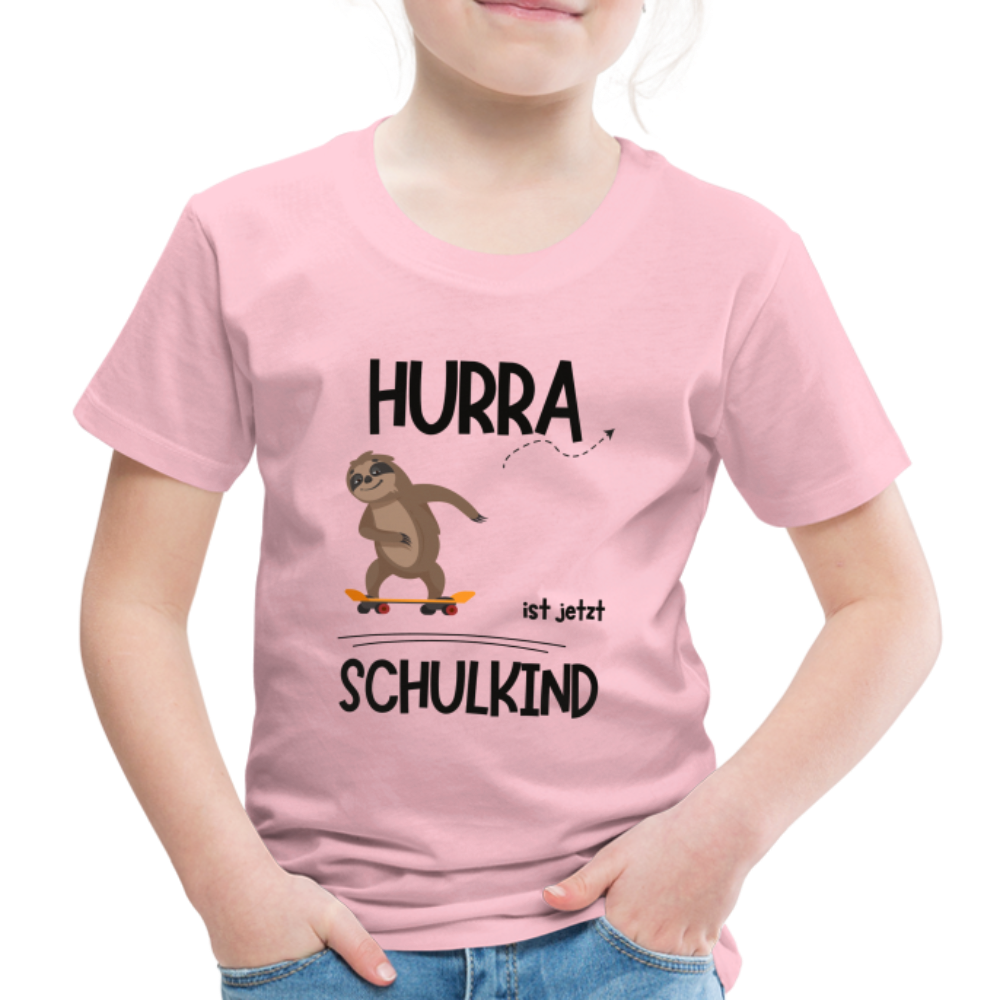 Kinder T-Shirt zur Einschulung mit Faultier- personalisierbar - Hellrosa