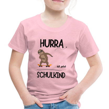 Kinder T-Shirt zur Einschulung mit Faultier- personalisierbar - Hellrosa