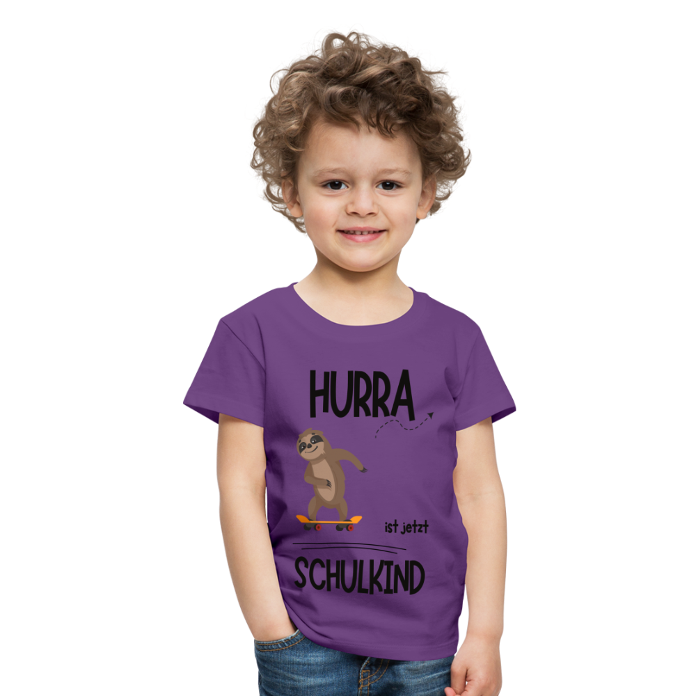 Kinder T-Shirt zur Einschulung mit Faultier- personalisierbar - Lila