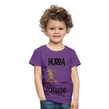 Kinder T-Shirt zur Einschulung mit Faultier- personalisierbar - Lila