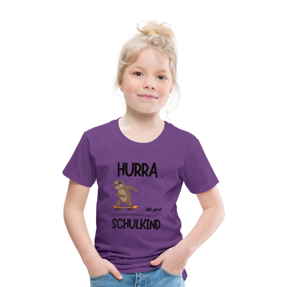 Kinder T-Shirt zur Einschulung mit Faultier- personalisierbar - Lila