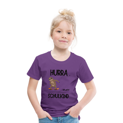 Kinder T-Shirt zur Einschulung mit Faultier- personalisierbar - Lila