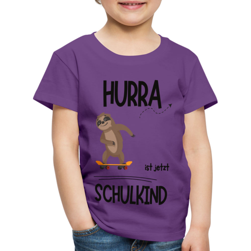 Kinder T-Shirt zur Einschulung mit Faultier- personalisierbar - Lila