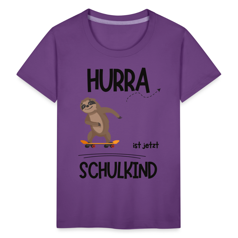 Kinder T-Shirt zur Einschulung mit Faultier- personalisierbar - Lila