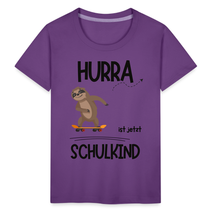 Kinder T-Shirt zur Einschulung mit Faultier- personalisierbar - Lila