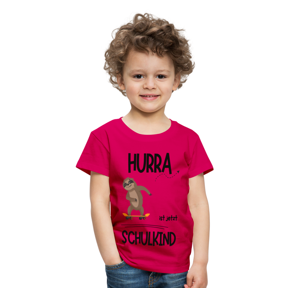 Kinder T-Shirt zur Einschulung mit Faultier- personalisierbar - dunkles Pink