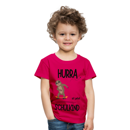 Kinder T-Shirt zur Einschulung mit Faultier- personalisierbar - dunkles Pink