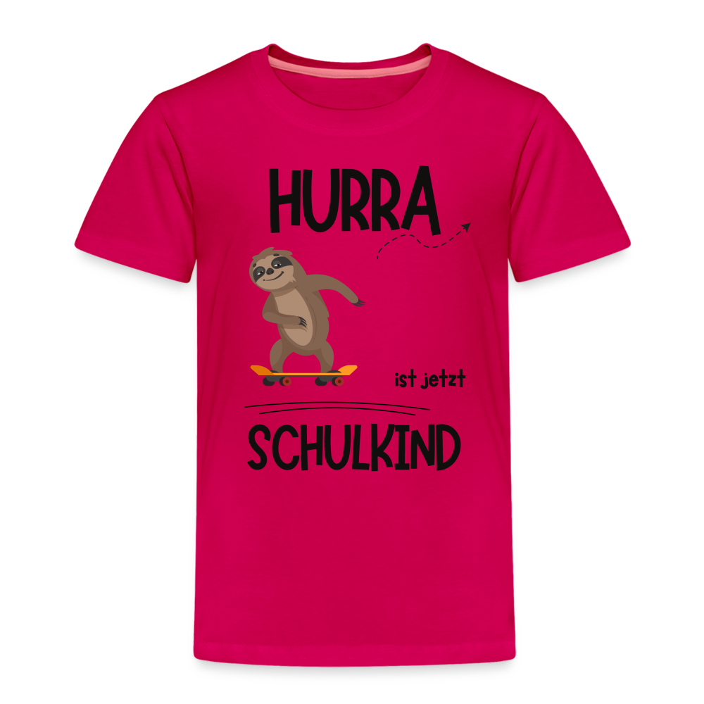 Kinder T-Shirt zur Einschulung mit Faultier- personalisierbar - dunkles Pink