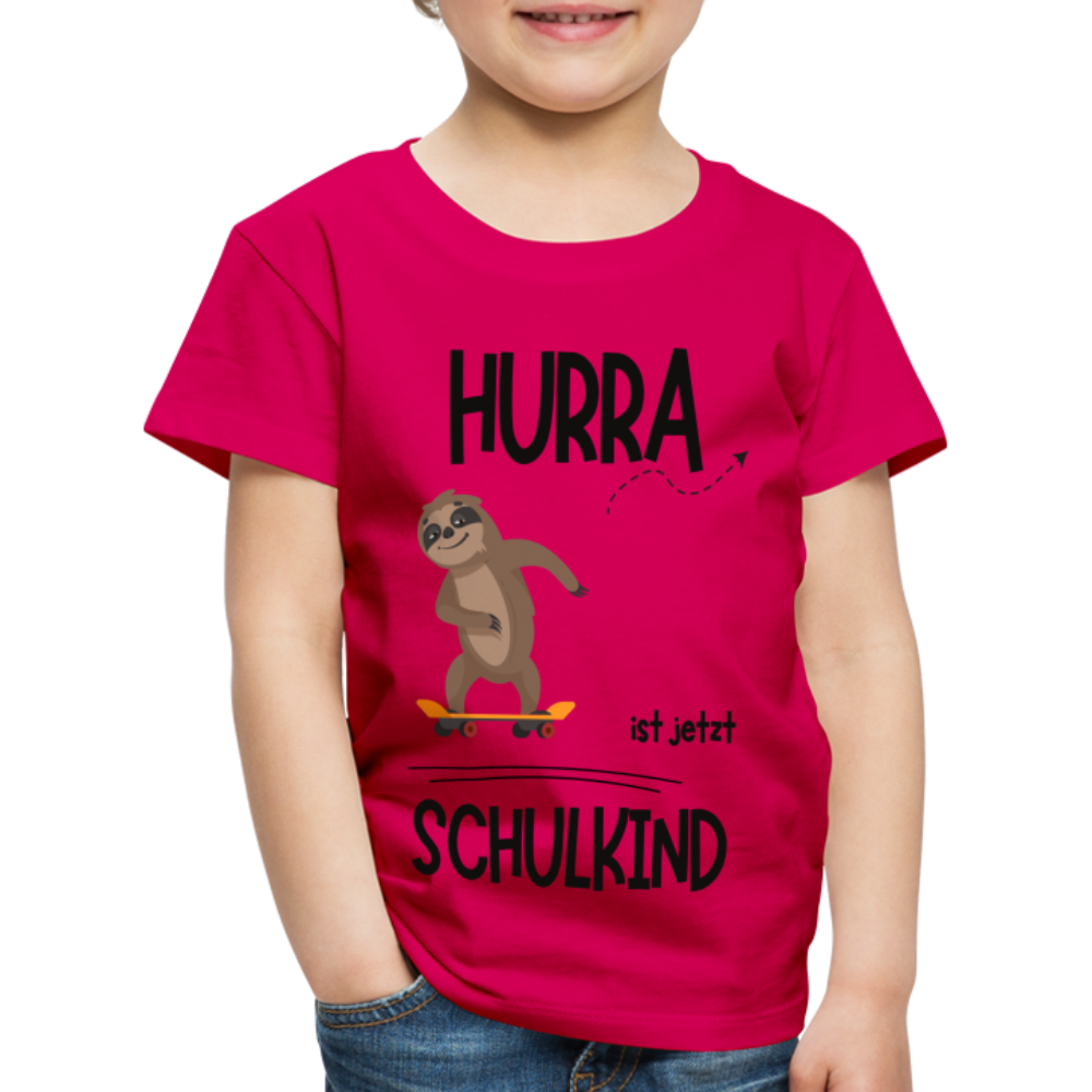 Kinder T-Shirt zur Einschulung mit Faultier- personalisierbar - dunkles Pink