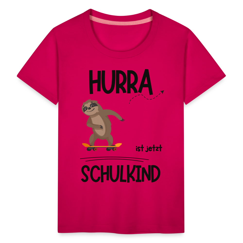 Kinder T-Shirt zur Einschulung mit Faultier- personalisierbar - dunkles Pink