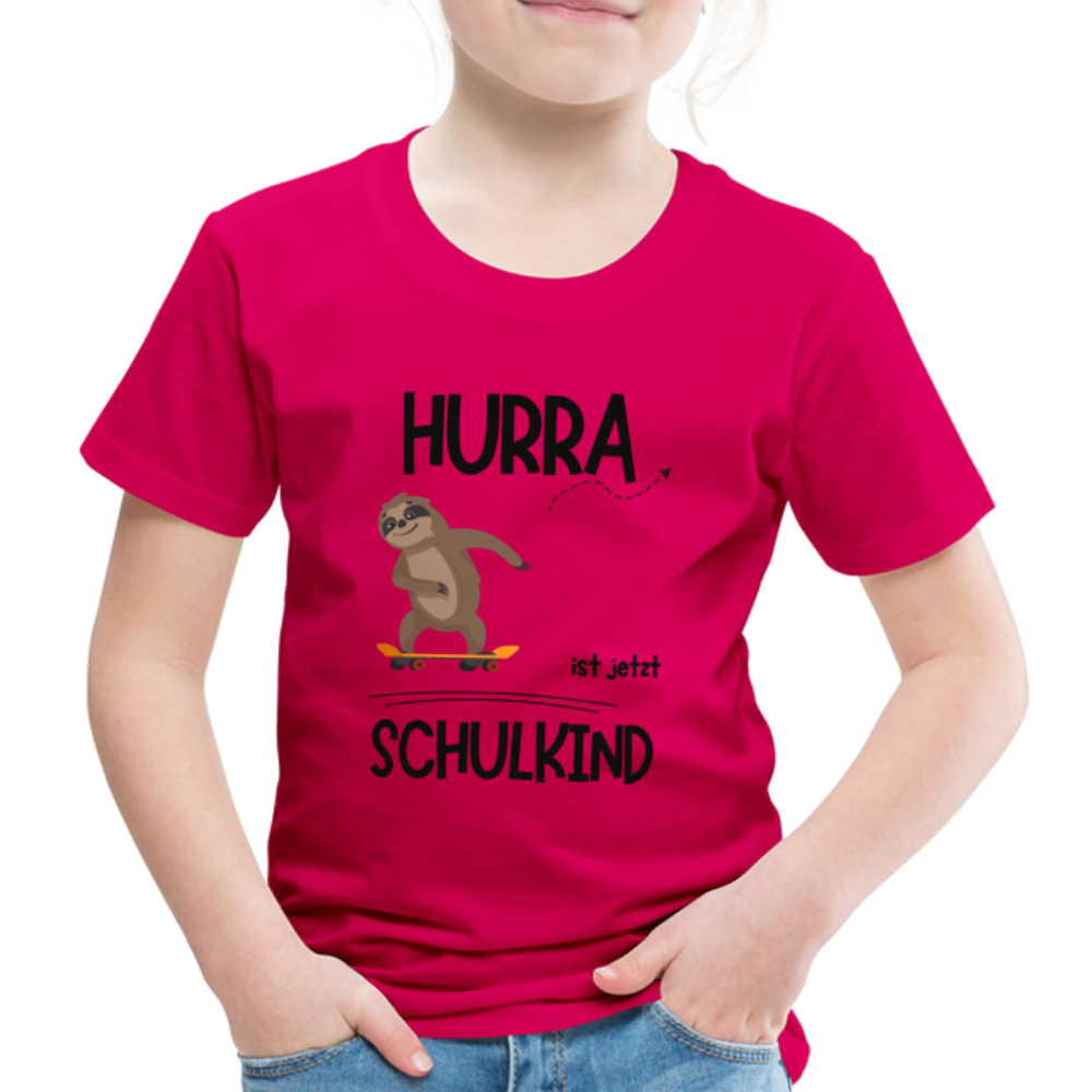 Kinder T-Shirt zur Einschulung mit Faultier- personalisierbar - dunkles Pink