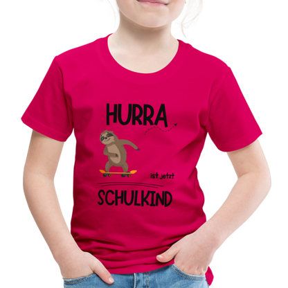 Kinder T-Shirt zur Einschulung mit Faultier- personalisierbar - dunkles Pink