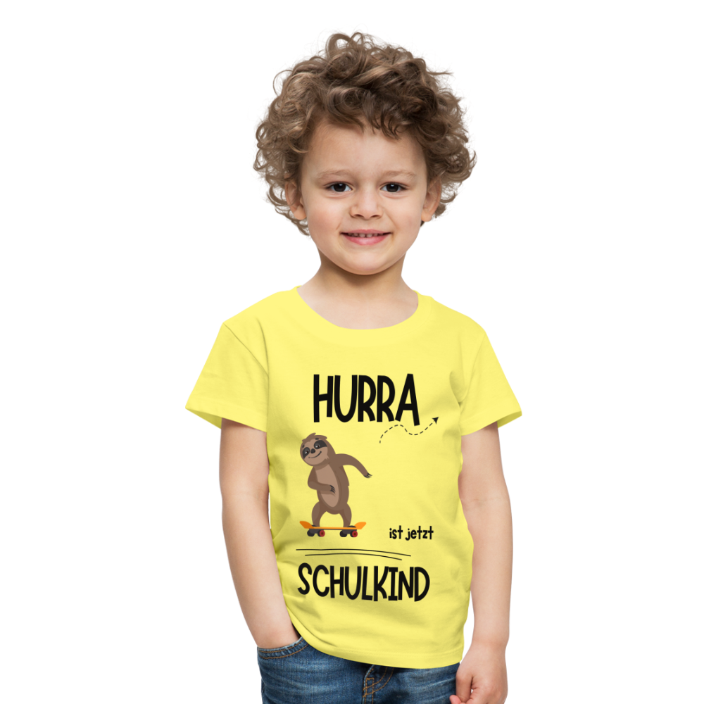 Kinder T-Shirt zur Einschulung mit Faultier- personalisierbar - Gelb