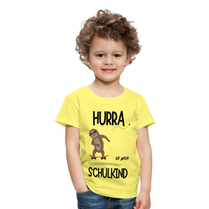 Kinder T-Shirt zur Einschulung mit Faultier- personalisierbar - Gelb