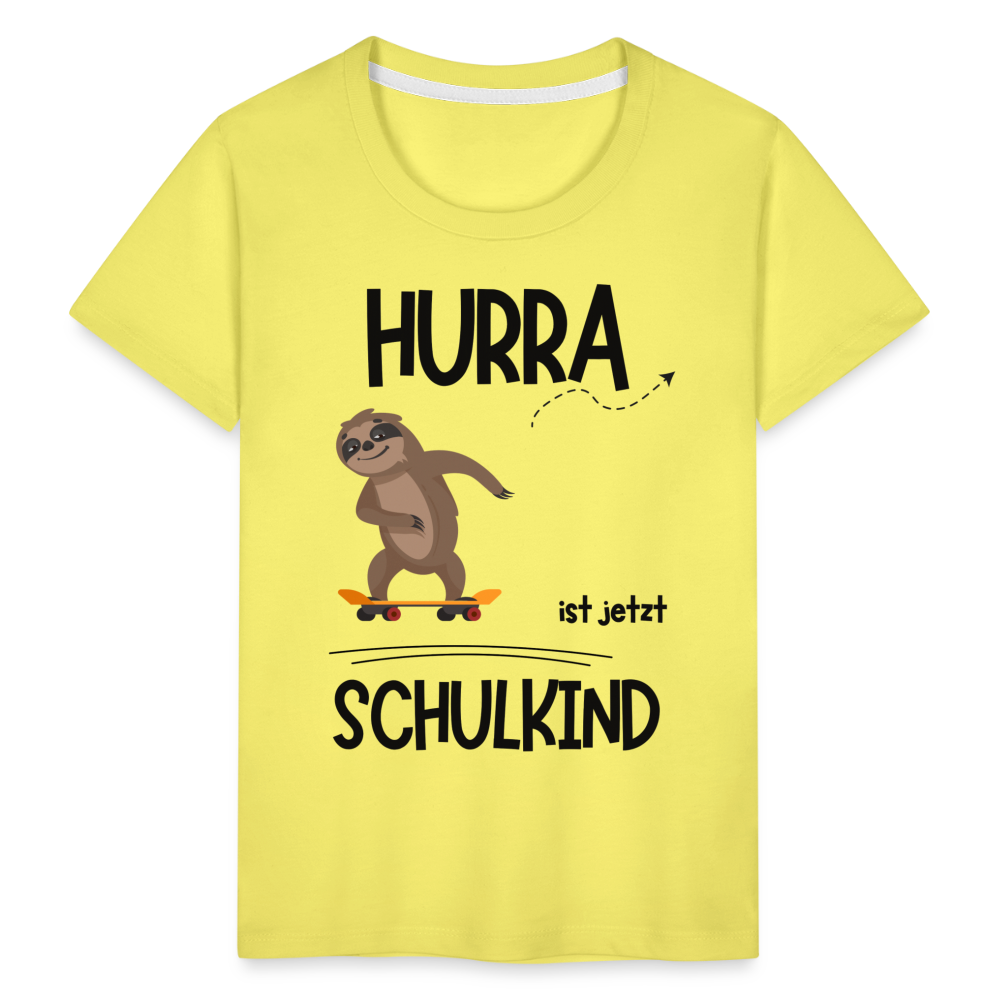 Kinder T-Shirt zur Einschulung mit Faultier- personalisierbar - Gelb