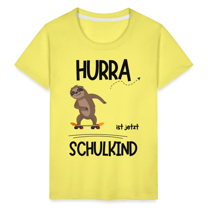 Kinder T-Shirt zur Einschulung mit Faultier- personalisierbar - Gelb