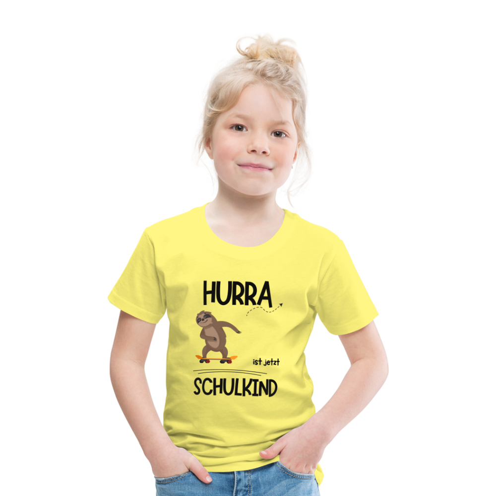 Kinder T-Shirt zur Einschulung mit Faultier- personalisierbar - Gelb