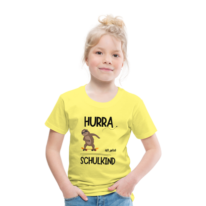 Kinder T-Shirt zur Einschulung mit Faultier- personalisierbar - Gelb