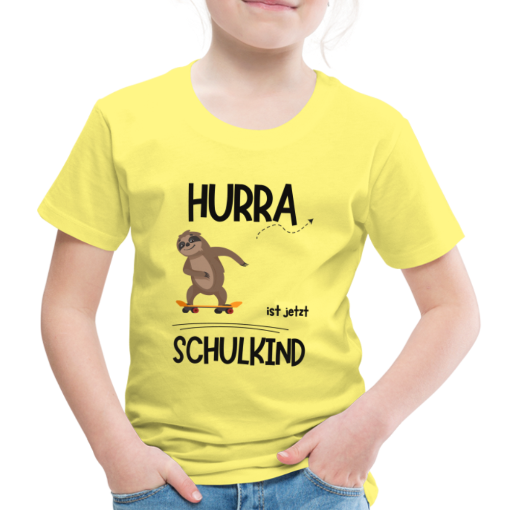 Kinder T-Shirt zur Einschulung mit Faultier- personalisierbar - Gelb