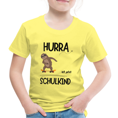 Kinder T-Shirt zur Einschulung mit Faultier- personalisierbar - Gelb