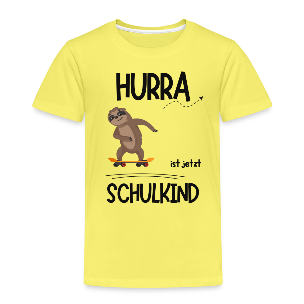 Kinder T-Shirt zur Einschulung mit Faultier- personalisierbar - Gelb