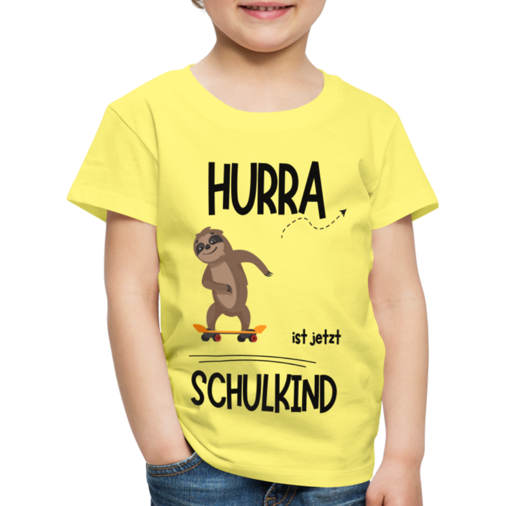 Kinder T-Shirt zur Einschulung mit Faultier- personalisierbar - Gelb