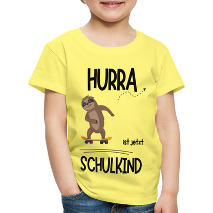 Kinder T-Shirt zur Einschulung mit Faultier- personalisierbar - Gelb