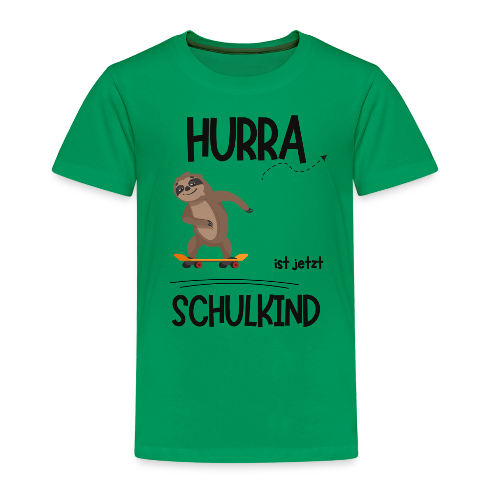 Kinder T-Shirt zur Einschulung mit Faultier- personalisierbar - Kelly Green