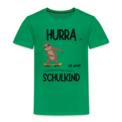 Kinder T-Shirt zur Einschulung mit Faultier- personalisierbar - Kelly Green