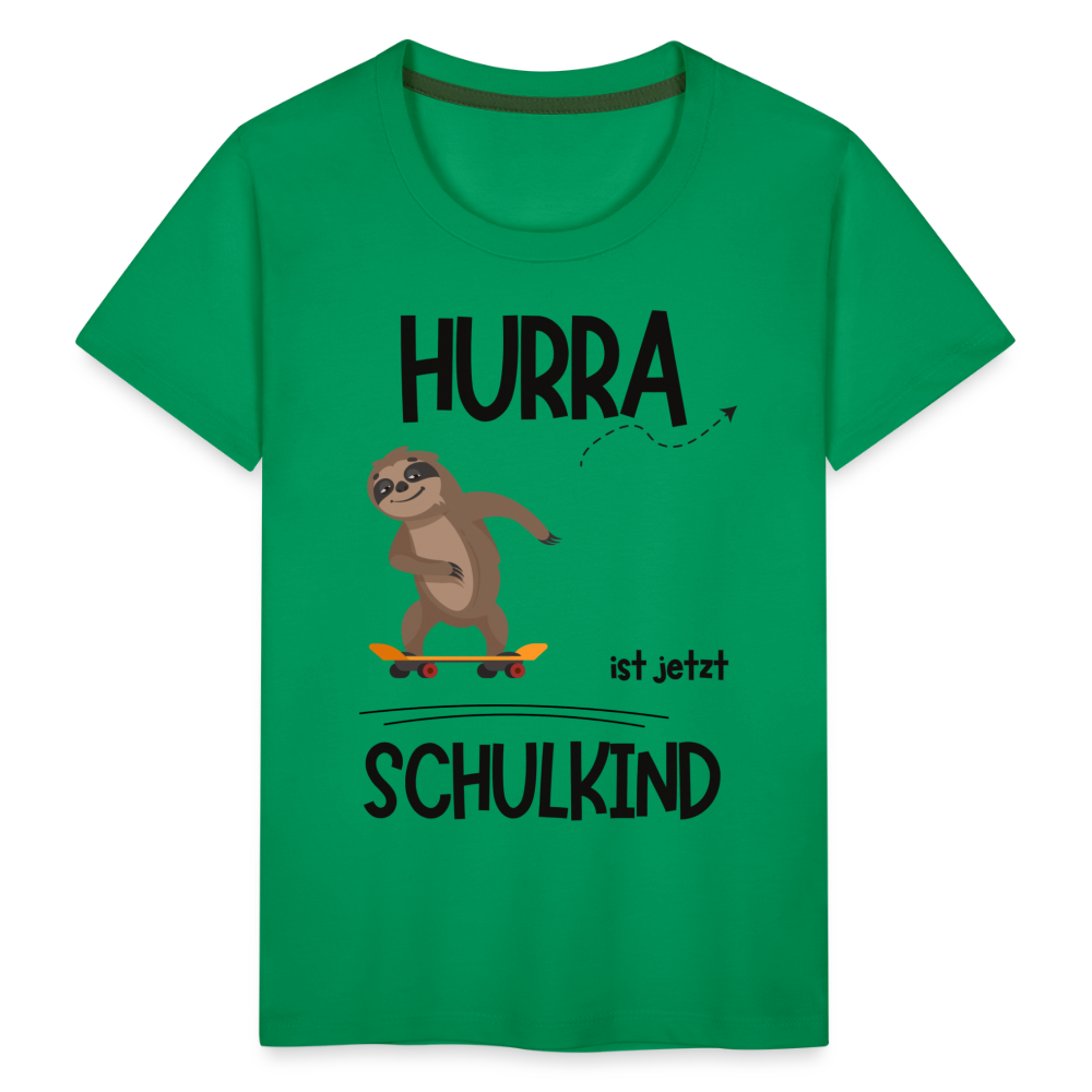 Kinder T-Shirt zur Einschulung mit Faultier- personalisierbar - Kelly Green