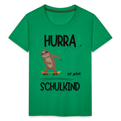 Kinder T-Shirt zur Einschulung mit Faultier- personalisierbar - Kelly Green