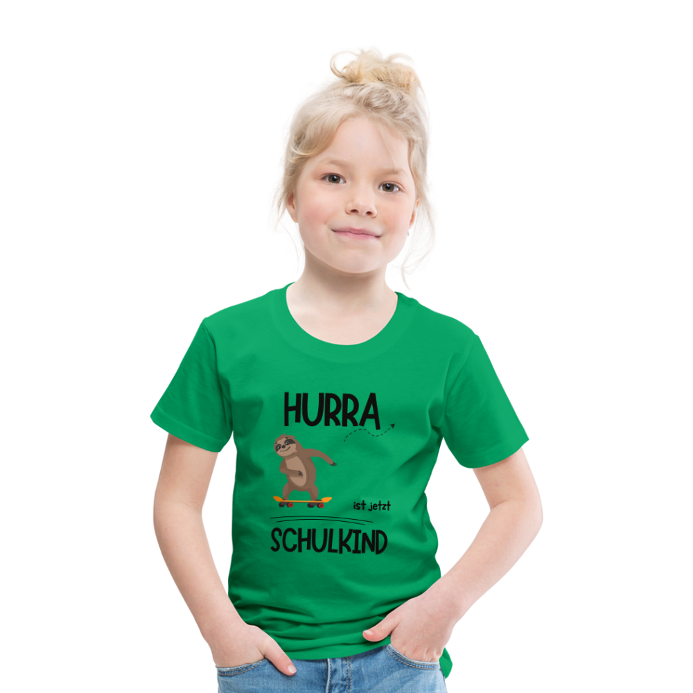 Kinder T-Shirt zur Einschulung mit Faultier- personalisierbar - Kelly Green