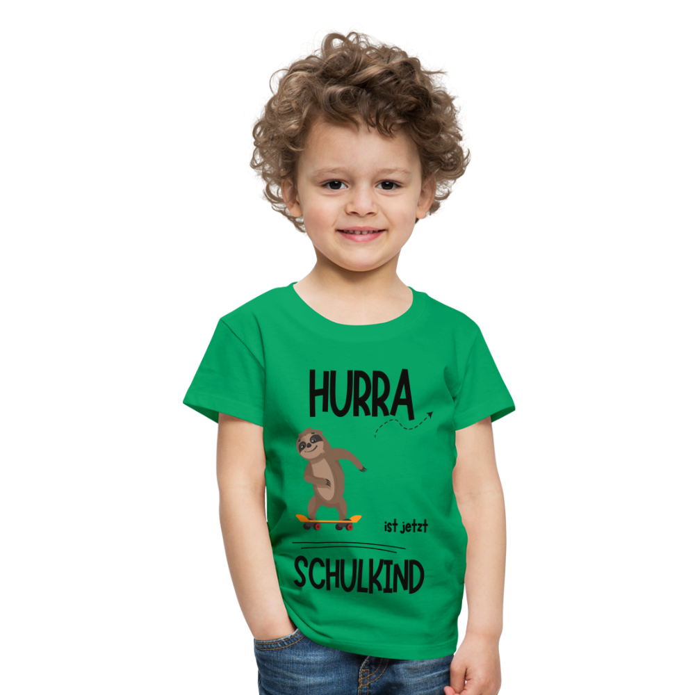 Kinder T-Shirt zur Einschulung mit Faultier- personalisierbar - Kelly Green