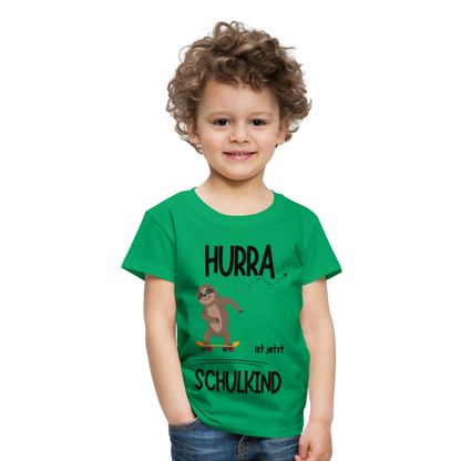 Kinder T-Shirt zur Einschulung mit Faultier- personalisierbar - Kelly Green