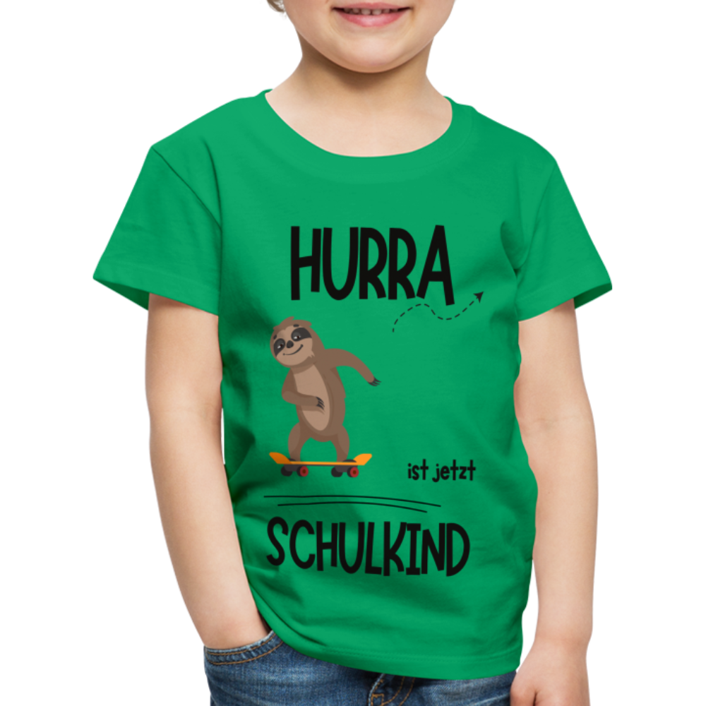 Kinder T-Shirt zur Einschulung mit Faultier- personalisierbar - Kelly Green