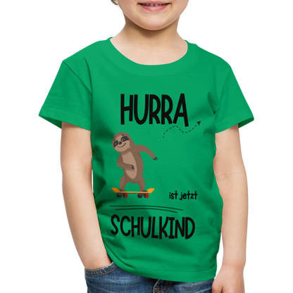 Kinder T-Shirt zur Einschulung mit Faultier- personalisierbar - Kelly Green