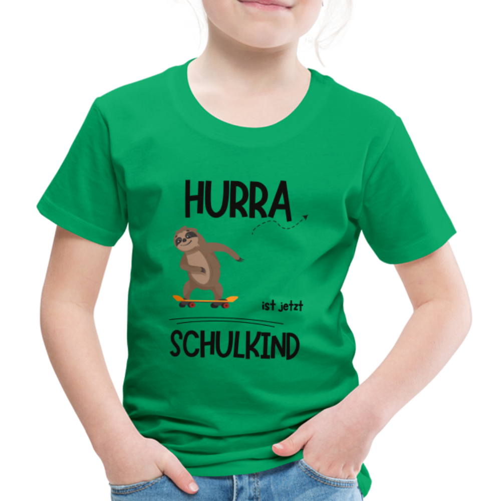 Kinder T-Shirt zur Einschulung mit Faultier- personalisierbar - Kelly Green