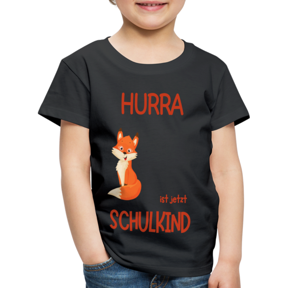 Kinder Einschulungs T-Shirt Fuchs - personalisierbar - Schwarz