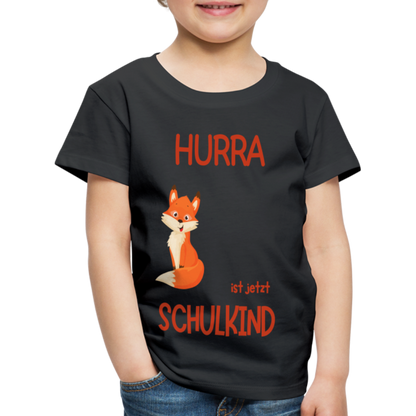 Kinder Einschulungs T-Shirt Fuchs - personalisierbar - Schwarz