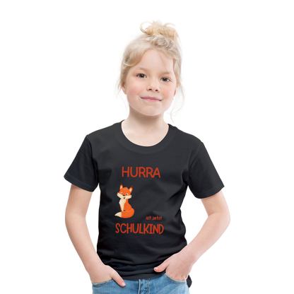 Kinder Einschulungs T-Shirt Fuchs - personalisierbar - Schwarz